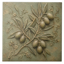 Rustik Olivlund Botanisk Falsk Relief Kakelplatta