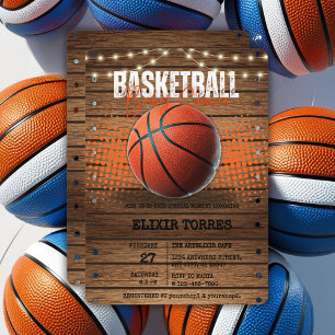 Rustik Orange Basketball Baby Shower Inbjudningar