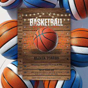 Rustik Orange Basketball Baby Shower Inbjudningar