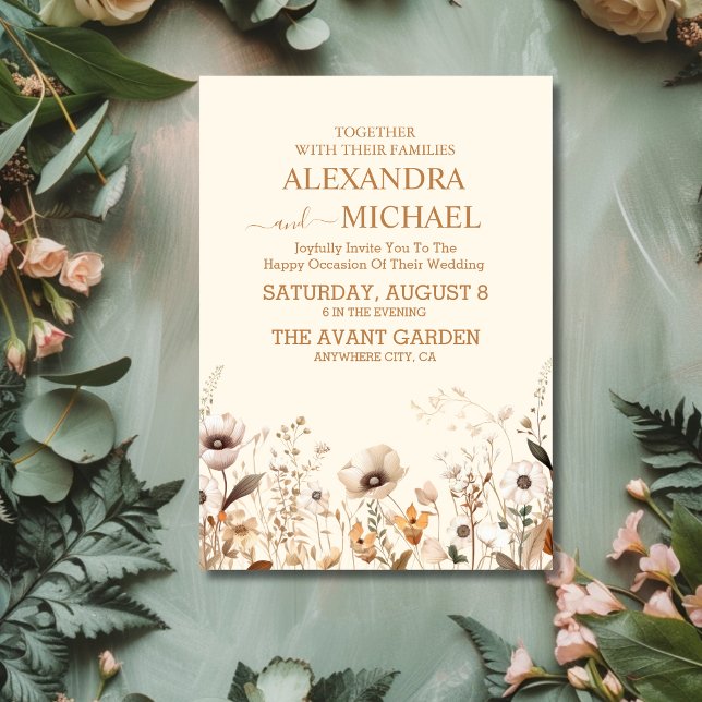 Rustik Orange Boho Watercolor  Bröllop Inbjudningar (Skapare uppladdad)