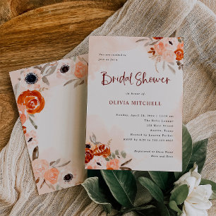 Rustik Orange Boho Watercolor Möhippa Inbjudningar