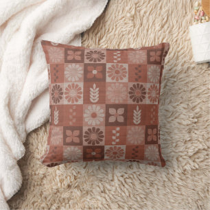 Rustik Orange Brown Burlap Flowers Dekorativ kudde