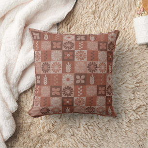 Rustik Orange Brown Burlap Flowers Dekorativ kudde