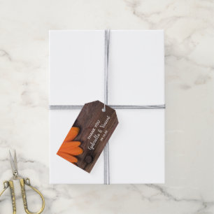 Rustik Orange Daisy Land Barn Wedding Favor Märkre Presentetikett