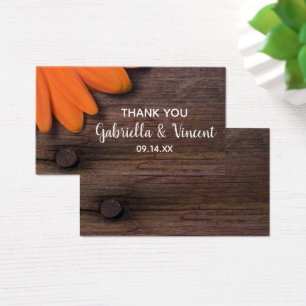 Rustik Orange Daisy Land Barn Wedding Favor Märkre Visitkort
