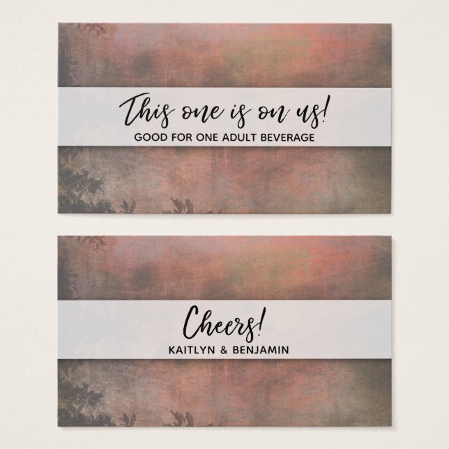 Rustik Orange Drink Biljett med modern handskrift (Framsida & baksida)