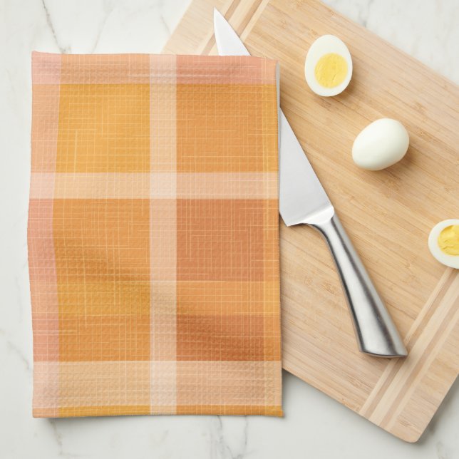 Rustik Orange Hösthösten, höstfälle Tartan Kitchen Kökshandduk (Vikt i Fjärdedel)