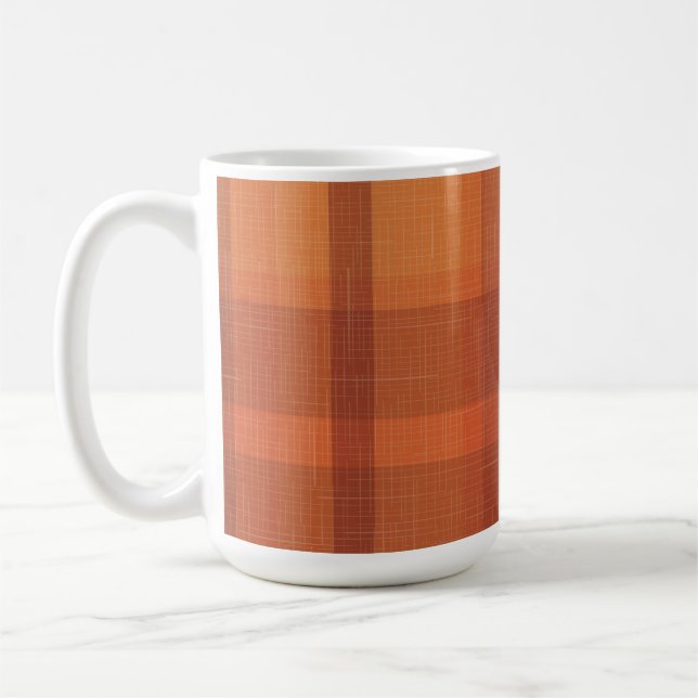 Rustik Orange Hösthöstfälle Tartan Kaffemugg (Vänster)