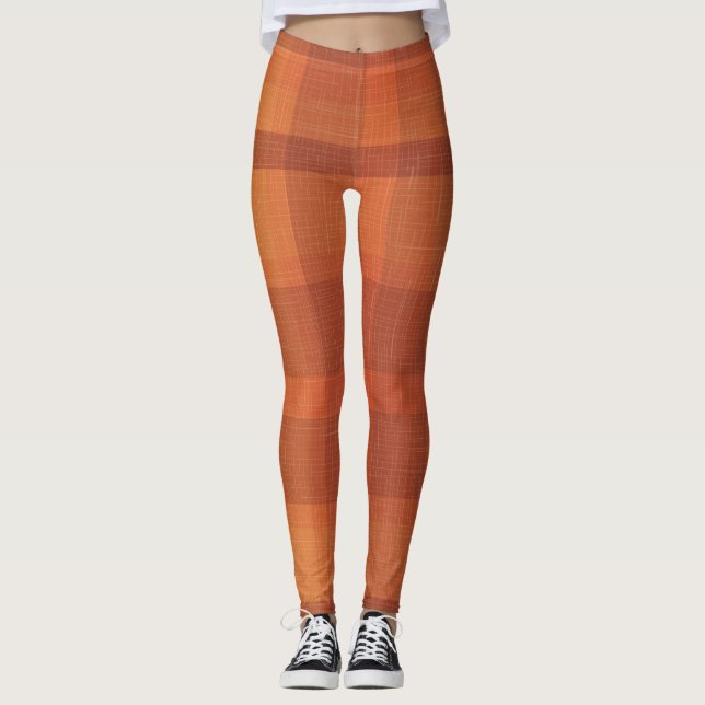 Rustik Orange Hösthöstfälle Tartan Leggings (Framsida)