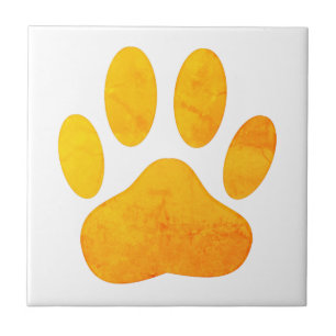 Rustik Orange Hund Pawprint Tile Kakelplatta