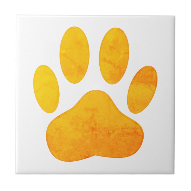 Rustik Orange Hund Pawprint Tile Kakelplatta (Framsidan)
