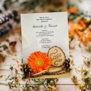 Rustik Orange Margueritskog Efterbröllopsbrunch Inbjudningar