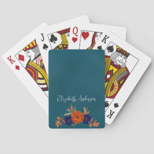 Rustik Orange, marin blå Blommigt Casinokort
