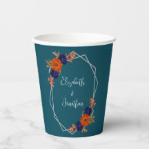 Rustik Orange, marinblå Blommigten Bröllop
