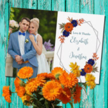 Rustik Orange, marinblå Blommigten Bröllop