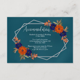 Rustik Orange, marinblå Blommigten Bröllop Tilläggskort