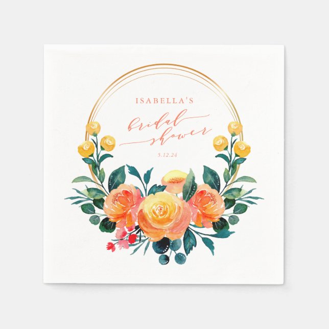 Rustik Orange Möhippa för Blommigt av vattenfärg Pappersservett (Framsidan)