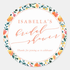 Rustik Orange Möhippa för Blommigt av vattenfärg Runt Klistermärke