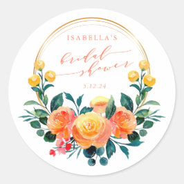 Rustik Orange Möhippa för Blommigt av vattenfärg Runt Klistermärke