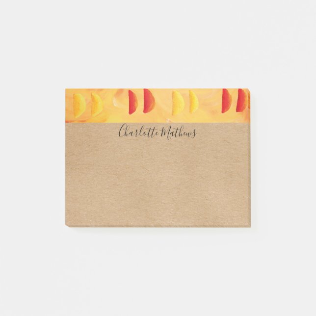 Rustik Orange och Citron Personlig Citrus Post-it Block (Framsida)