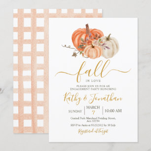 Rustik Orange Pumpkin Blommigt Förlovningsfest Inbjudningar