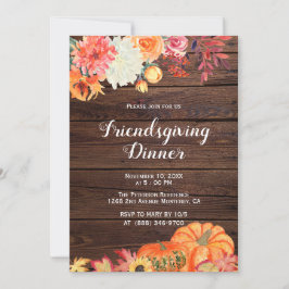 Rustik Orange Pumpkin Friendsgiving inbjudningar