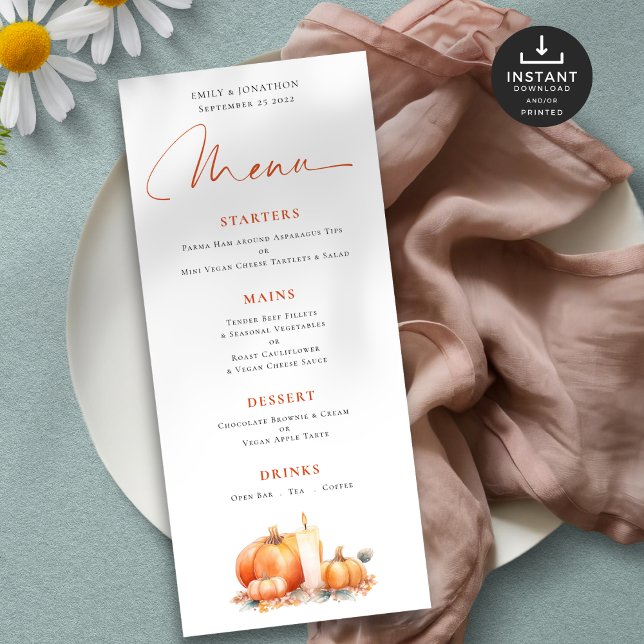 Rustik Orange Pumpkins Candle Fall Wedding Kort (Skapare uppladdad)
