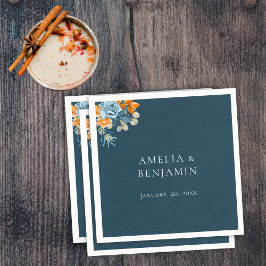 Rustik Orange Terrakotta Marinblå Rust Bröllop Pappersservett