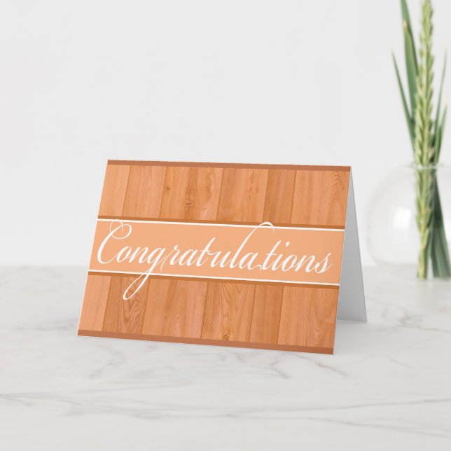 Rustik orange träkonst Gratulationskort Kort (Framsida)