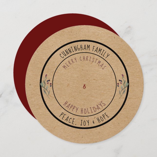 Rustik över glad helg och God jul Julkort (Fram/baksida)