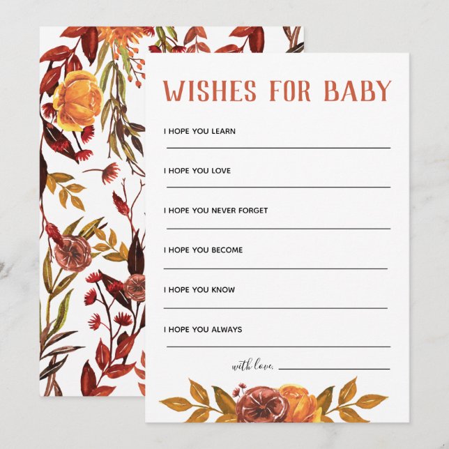 Rustik över höstbabyskor Önskemål för Baby Inbjudningar (Fram/baksida)