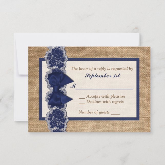 Rustik överlappning, tryckt Snöre, Bow-Bröllop OSA (Framsida)