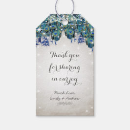 Rustik Påfågel Navy Rustic Luxe Presentetikett