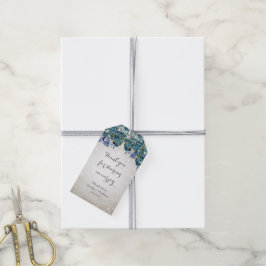 Rustik Påfågel Navy Rustic Luxe Presentetikett