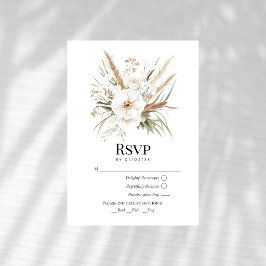 Rustik Pampasgräs Vit Blommig Boho Bröllop OSA Kort