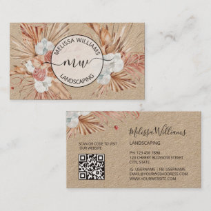 Rustik Pampasgräs Watercolor Boho Logotyp Visitkort