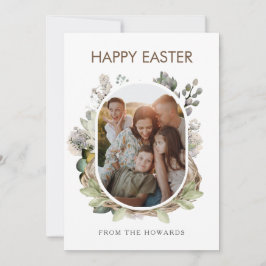 Rustik Påsk-fotografisk Fågelbo Watercolor Familj Julkort