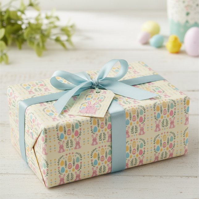 Rustik Påskhare och Papper utandningsomslagning av Presentpapper (Rustic Easter Bunny & Laurel Wreath Wrapping Paper)