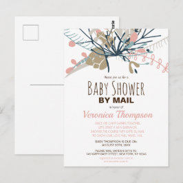 Rustik Pastel Botanical Baby Shower by Mail Inbjud Vykort
