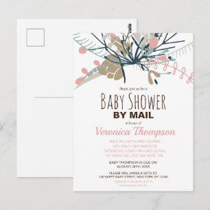 Rustik Pastel Botanical Baby Shower by Mail Inbjud Vykort