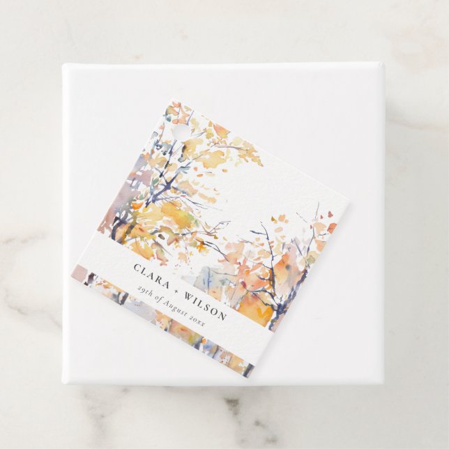 Rustik Pastel-Gult Höstfyllning i liggande Bröllop Gåvor Etiketter (På plats)