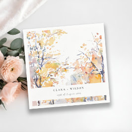 Rustik Pastel-Gult Höstfyllning i liggande Bröllop Pappersservett