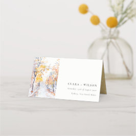 Rustik Pastel-Gult Höstfyllning i liggande Bröllop Placeringskort