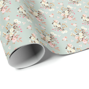 Rustik Pastell Akvarell Blommig Bukett Mönster Presentpapper