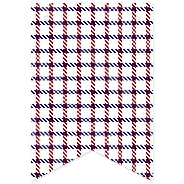 Rustik patriotisk röd, vit och blå Gingham Vimplar (Första flaggan)