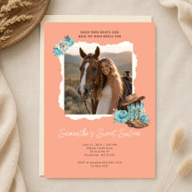 Rustik Peach Cowgirl Foto Söt Sexton Födelsedag