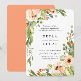 Rustik Peachytonisk Bröllop Inbjudningar