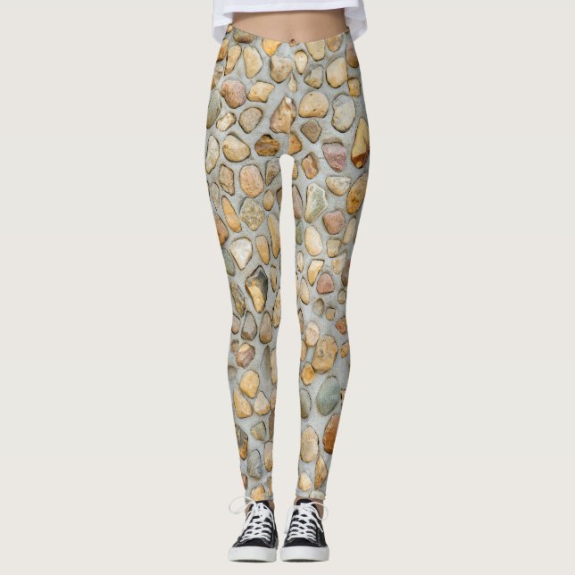 Rustik Pebblestone-vägg  Leggings (Framsida)