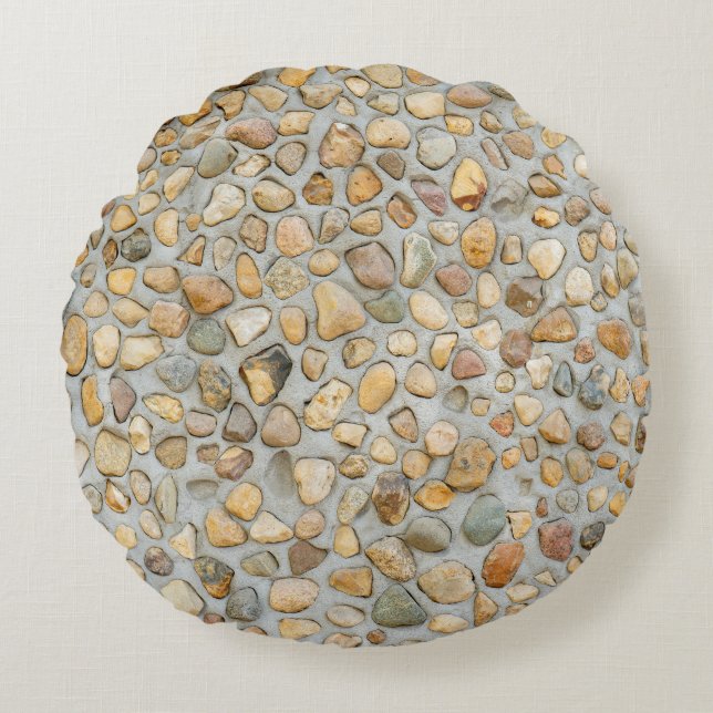 Rustik Pebblestone-vägg  Rund Kudde (Framsidan)