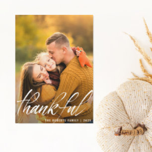 Rustik-penselskript happy thanksgiving julkort
